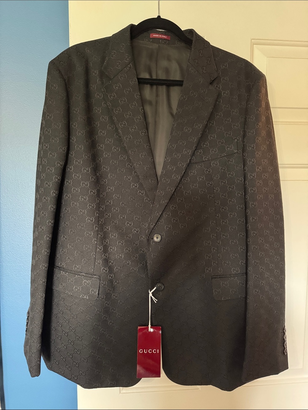 Gucci Black Tonal Monogram Men's Blazer - Picture 2 of 14